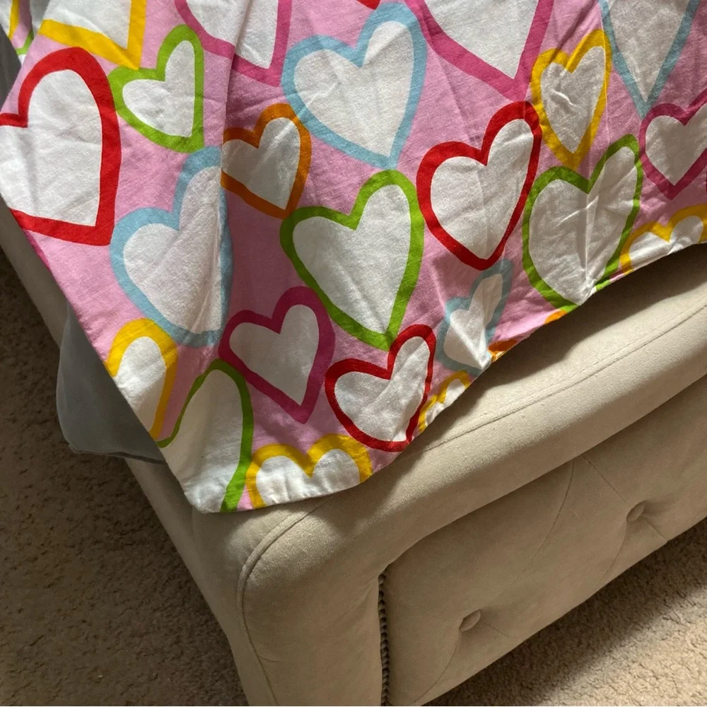 IKEA Hearts Vitaminer Hjarta Pink White Cotton Reversible Duvet Cover Twin